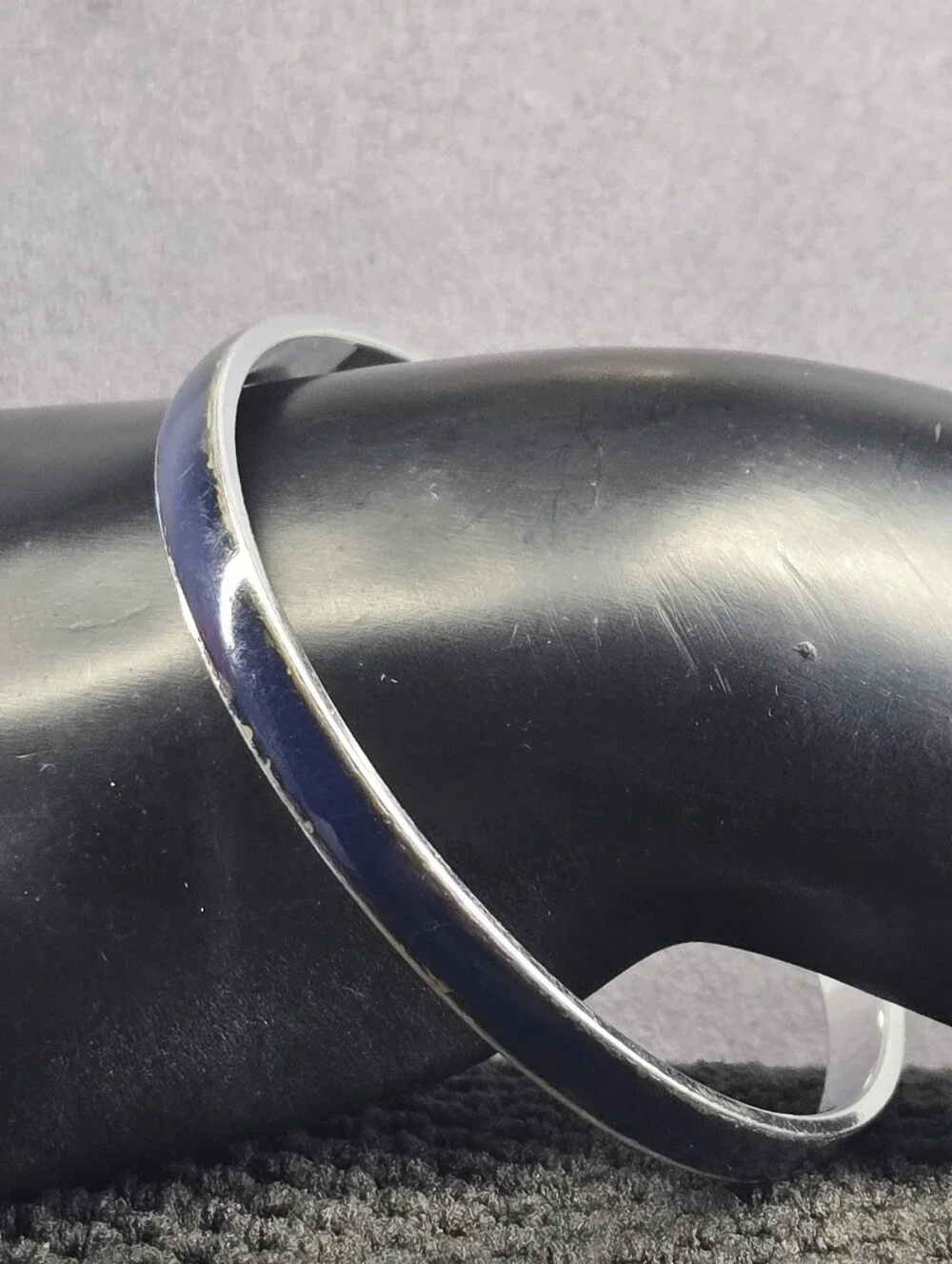 Vintage Silver Tone Navy Blue Mood Bangle Bracelet